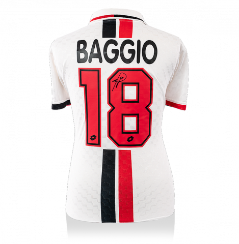 Roberto Baggio Back Signed AC Milan 1995-96 Home Shirt