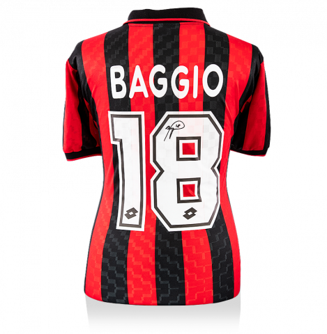 Roberto Baggio Back Signed AC Milan 1995-96 Away Shirt
