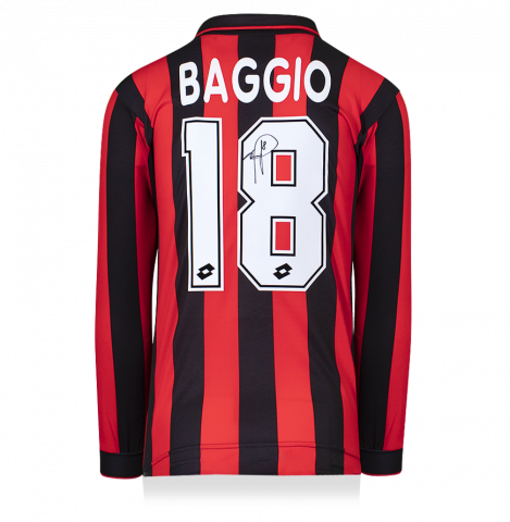 Roberto Baggio Back Signed AC Milan 1995-96 Away Shirt