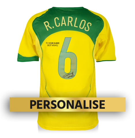 PRE-ORDER Roberto Carlos Signed and Personally Dedicated Brazil Home Shirt