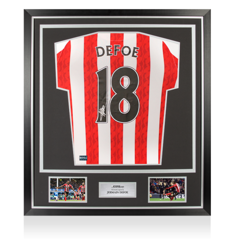 Jermain Defoe Back Signed Sunderland 2024-25 Home Shirt In Classic Frame