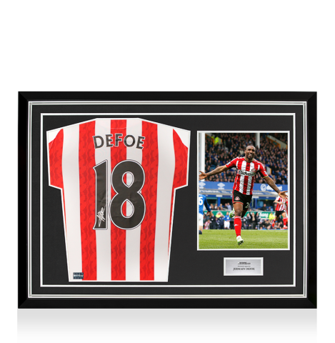Jermain Defoe Back Signed Sunderland 2024-25 Home Shirt In Hero Frame: Option 1