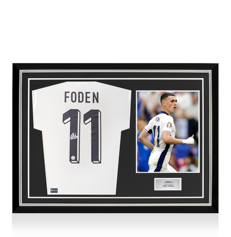 Phil Foden Back Signed England 2024 Home Shirt In Hero Frame: Option 1 Phil Foden Back Signed England 2024 Home Shirt In Hero Frame: Option 1