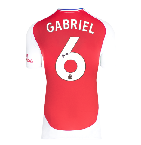 Gabriel Magalhaes Back Signed Arsenal 2024-25 Home Shirt In Deluxe Packaging