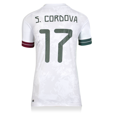 Sebastian Cordova Official FIFA World Cup™ Back Signed Mexico 2020 Away Shirt In Deluxe Packaging