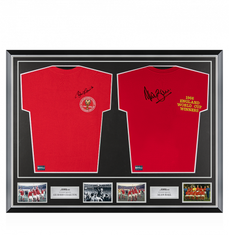 Sir Bobby Charlton & Alan Ball Signed England Shirts In Classic Dual Frame