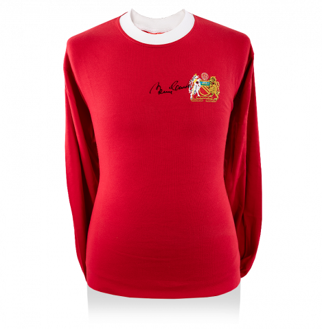 Sir Bobby Charlton Front Signed Retro Manchester United Home Shirt