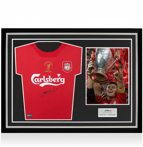 Steven Gerrard Front Signed Liverpool 2005 Home Shirt In Hero Frame: UEFA Champions League Final Edition: Option 1