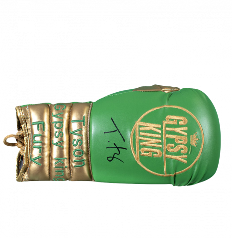 Tyson Fury Signed Boxing Glove In Deluxe Packaging - Green & Gold, Gypsy King
