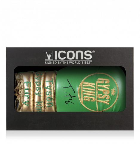 Tyson Fury Signed Boxing Glove In Deluxe Packaging - Green & Gold, Gypsy King