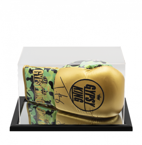 Tyson Fury Signed Boxing Glove - Gold/Camo, Gypsy King In Acrylic Case