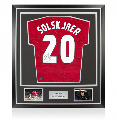 Ole Gunnar Solskjaer Back Signed Manchester United 2020-21 Home Shirt In Classic Frame