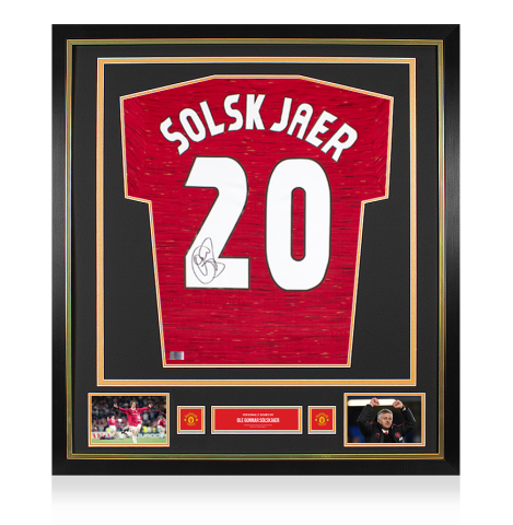 Ole Gunnar Solskjaer Official Manchester United Back Signed and Framed 2020-21 Home Shirt 