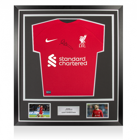 Andy Robertson Front Signed Liverpool FC 2022-23 Home Shirt In Classic Frame