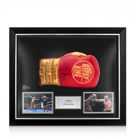 Tyson Fury Signed Red & Gold Boxing Glove In Bubble Frame: Option 1