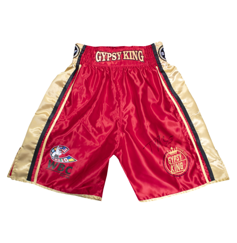 Tyson Fury Signed Red & Gold Boxing Shorts