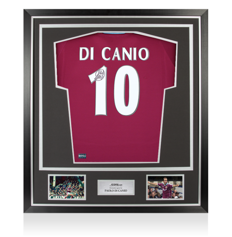 Paolo Di Canio Back Signed West Ham United 2000 Home Shirt In Classic Frame Paolo Di Canio Back Signed West Ham United 2000 Home Shirt In Classic Frame