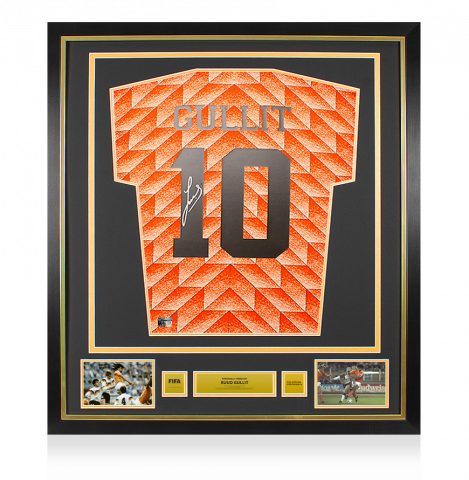 Ruud Gullit Official FIFA World Cup™ Back Signed and Framed Netherlands Retro 1988 Home Shirt