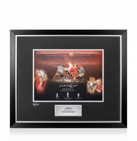Wayne Rooney Signed Manchester United Montage Stats Print In Premium Photo Frame
