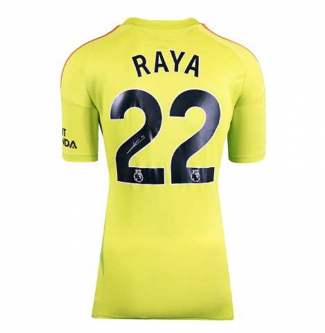 David Raya Back Signed Arsenal 2024-25 Home Goalkeeper Shirt In Deluxe Packaging
