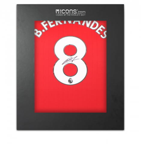 Bruno Fernandes Back Signed Manchester United 2022-23 Home Shirt In Deluxe Packaging