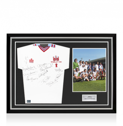 Multi-signed West Ham United 1980 FA Cup Final Shirt - Signed by 11 In Hero Frame: Option 1