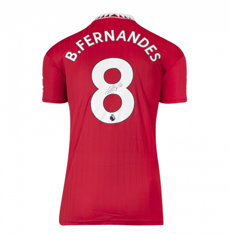 Bruno Fernandes Back Signed Manchester United 2022-23 Home Shirt In Deluxe Packaging