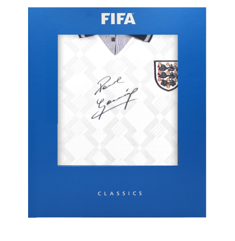 Paul Gascoigne Official FIFA World Cup™ Front Signed England 1990 Home Shirt In Deluxe Packaging