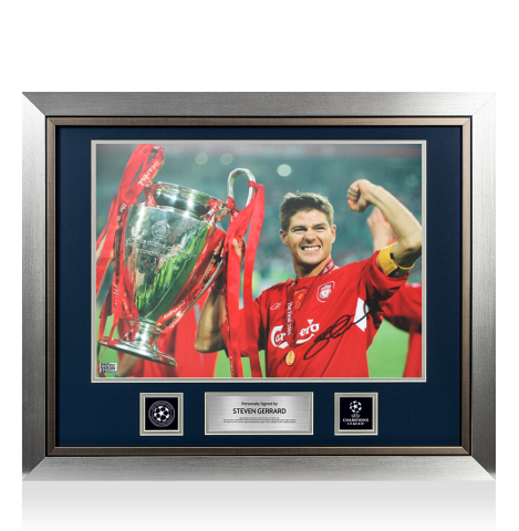 Steven Gerrard Official UEFA Champions League Signed and Framed Liverpool Photo: 2005 Champions League Winner Steven Gerrard Official UEFA Champions League Signed and Framed Liverpool Photo: 2005 Champions League Winner