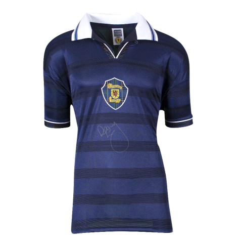 Colin Hendry Front Signed Scotland Home Shirt In Deluxe Packaging