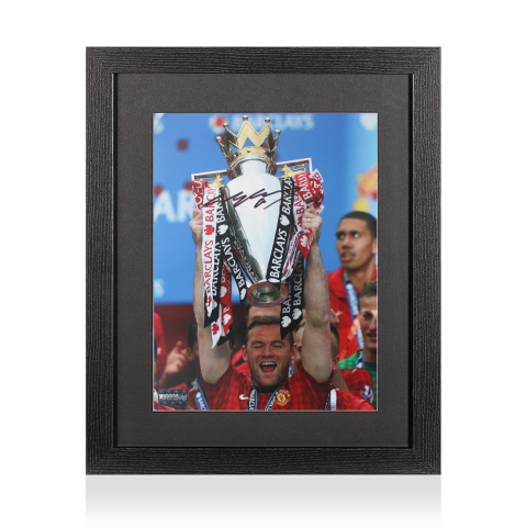 Wayne Rooney Signed Manchester United Photo In Black Wooden Frame: 2012 Premier League Winner