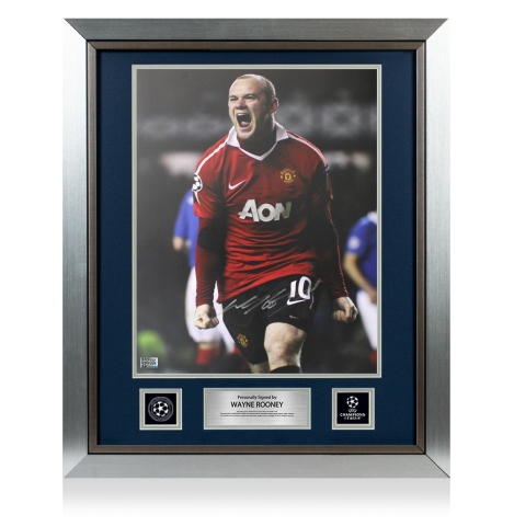 Wayne Rooney Official UEFA Champions League Signed and Framed Manchester United Photo: 2011 Goal Roar Celebration