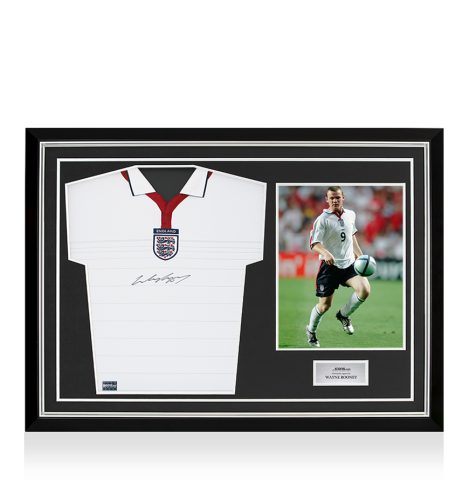 Wayne Rooney Front Signed England 2004 Home Shirt In Hero Frame: Option 1