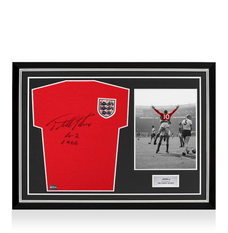 Sir Geoff Hurst Front Signed England 1966 Home Shirt - "4-2 1966" In Hero Frame: Option 1