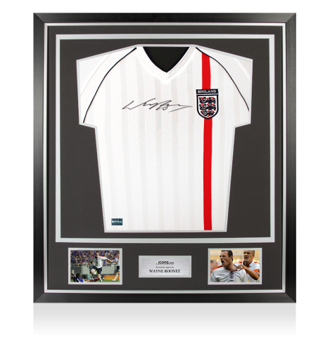 Wayne Rooney Front Signed England 2002 Home Shirt In Classic Frame