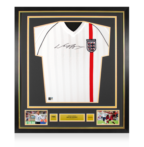 Wayne Rooney Official FIFA World Cup™ Front Signed and Framed England 2002 Home Shirt