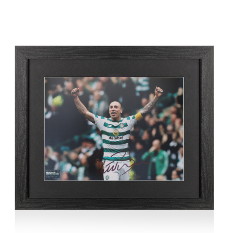 Scott Brown Signed Celtic Photo In Black Wooden Frame: Arms Out Celebration