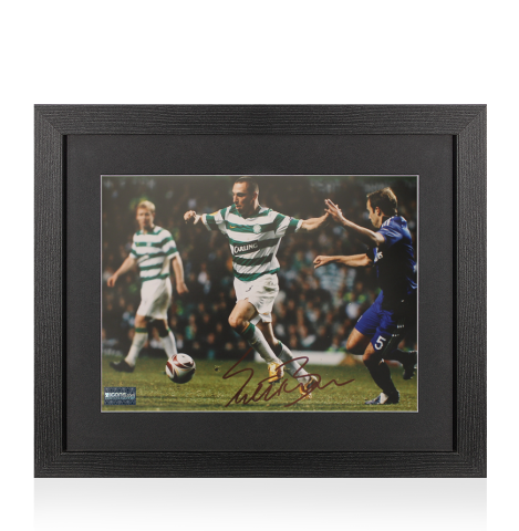 Scott Brown Signed Celtic Photo In Black Wooden Frame: In Action