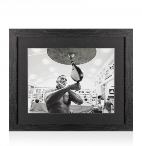 UNSIGNED Anthony Joshua Photo In Black Wooden Frame: Black & White Training