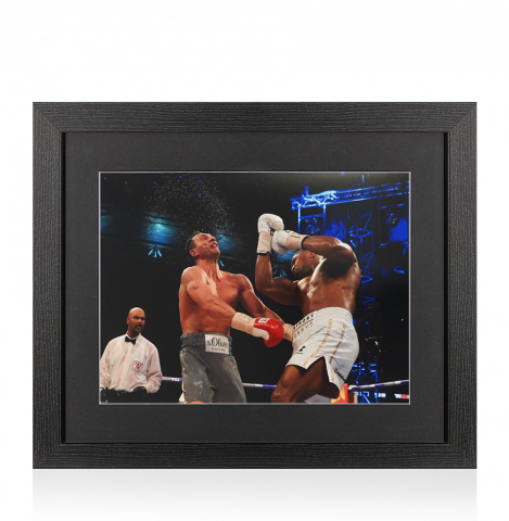 UNSIGNED Anthony Joshua Photo In Black Wooden Frame: Uppercut vs Wladimir Klitschko