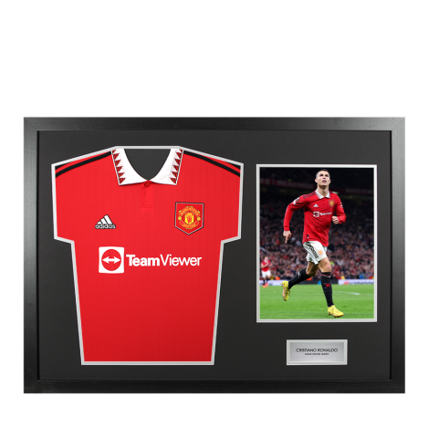 UNSIGNED Cristiano Ronaldo Manchester United Shirt In Tribute Frame