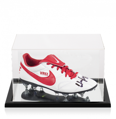 Wayne Rooney Signed Red & White Nike Boot In Acrylic Case: Special Edition "WR53"