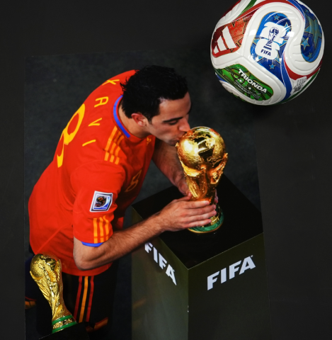 Xavi Official 2010 FIFA World Cup™ Back Signed and Framed Spain 2010 Home Shirt - Gold Bundle