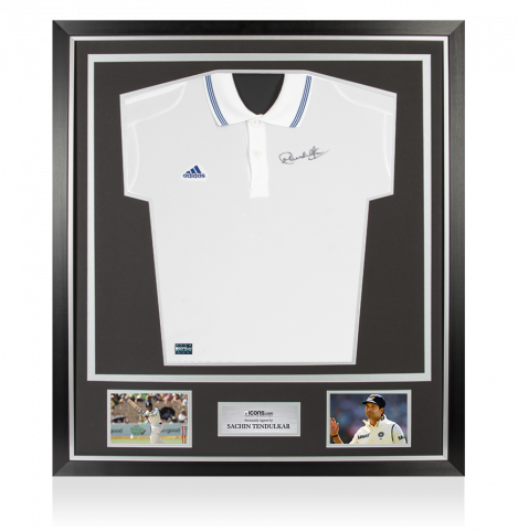 WAREHOUSE SECONDS Sachin Tendulkar Front Signed Adidas Cricket Shirt In Classic Frame – 4