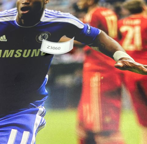 WAREHOUSE SECONDS Didier Drogba Signed Chelsea Photo: UEFA Champions League Final Goal - Grade B