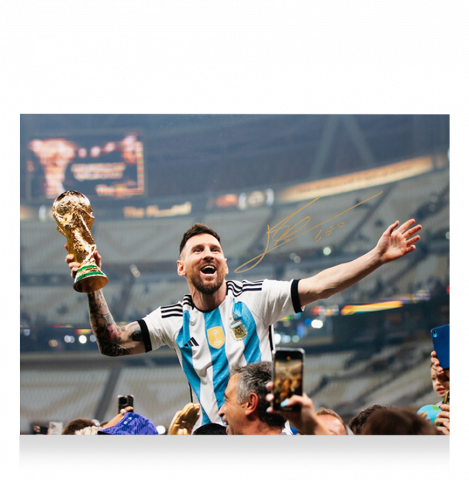 WAREHOUSE SECONDS Lionel Messi Official Signed Argentina Photo: 2022 FIFA World Cup Winner - Grade A