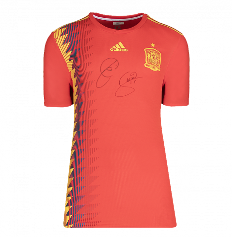 WAREHOUSE SECONDS Xavi and Sergio Busquets Dual Signed Spain 2018 Home Shirt - Grade A