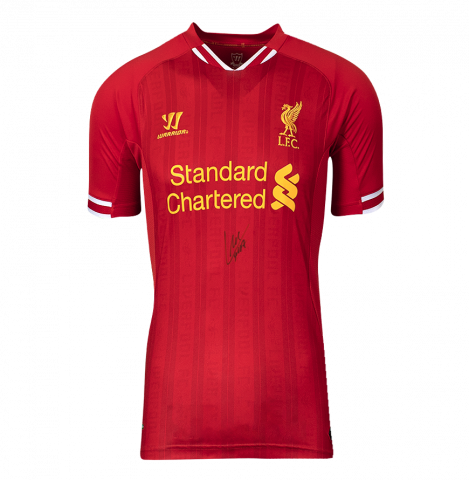 WAREHOUSE SECONDS Luis Suarez Front Signed Liverpool 2013-14 Home Shirt - Grade D