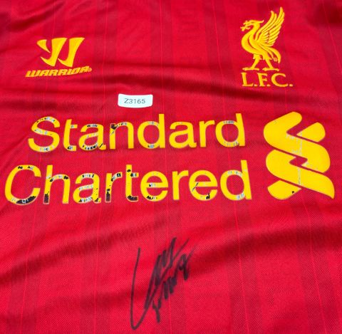 WAREHOUSE SECONDS Luis Suarez Front Signed Liverpool 2013-14 Home Shirt - Grade D