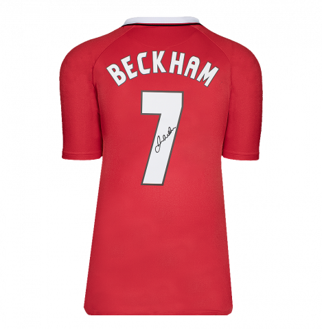 WAREHOUSE SECONDS David Beckham Back Signed Manchester United 1999 UEFA Champions League Home Shirt  - Grade A